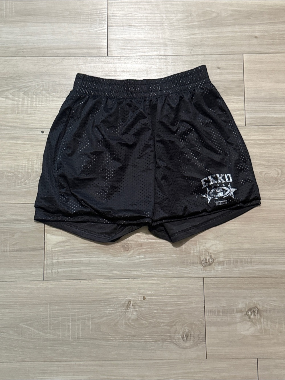 Ekko Unlimited Black Athletic Mesh Shorts with Logo